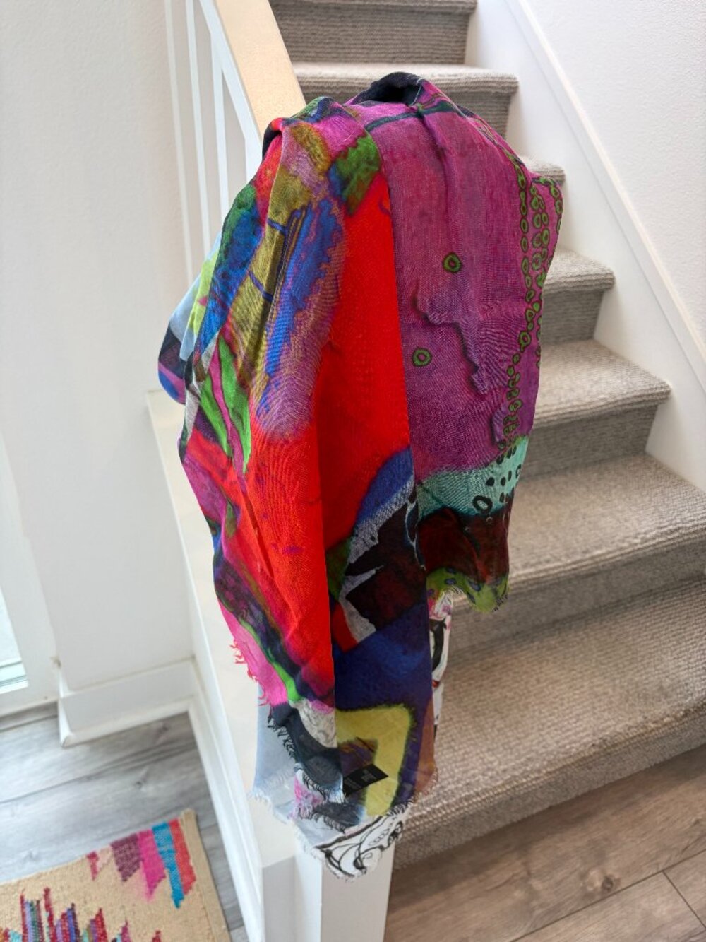 Designer Isabelle Gougenheim luxuriously soft scarf, 54" X 54", in vibrant color